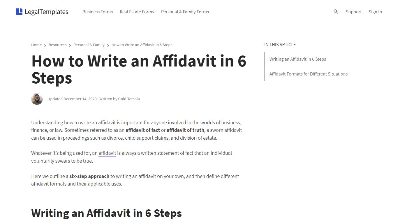 How to Write an Affidavit in 6 Steps - Legal Templates